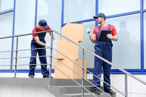 Team preparing items safely before a man and van move