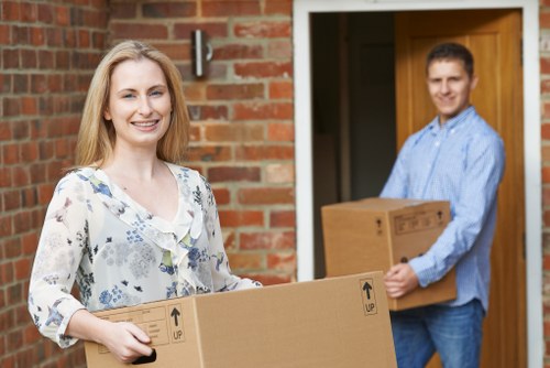 Packed moving boxes ready for flat removals in Wandsworth