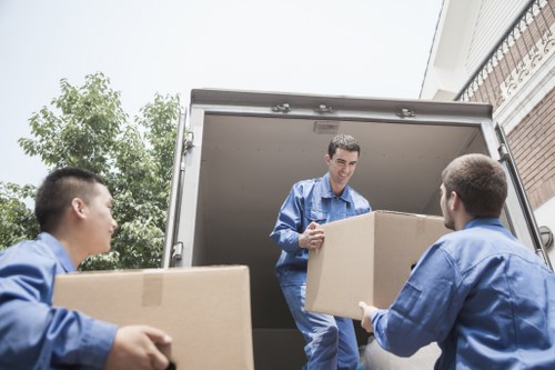 Packed boxes prepared for student removals in Wandsworth