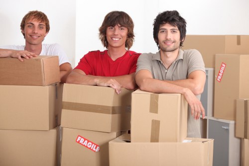 Student belongings and storage boxes ready for relocation in Wandsworth