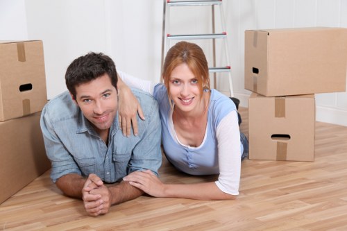 Carefully packed household items in Wandsworth moving boxes