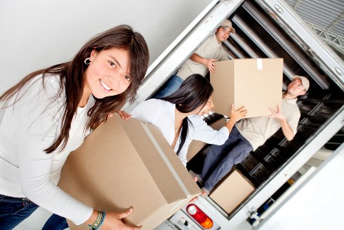 Office furniture being moved during a commercial relocation in Wandsworth